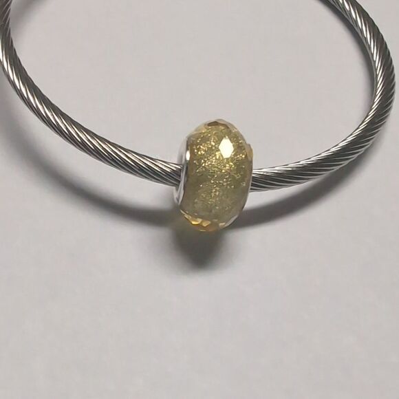 Yellow Glittery Charm for Pandora Style Bracelet - Picture 2 of 4
